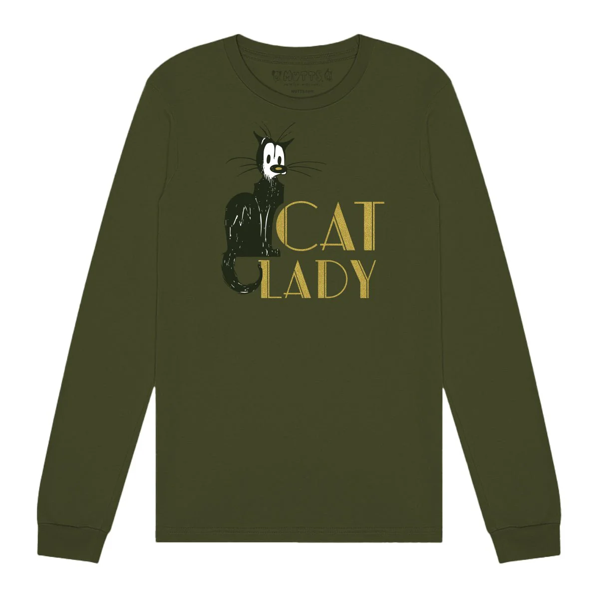 Green 'Cat Lady' Long Sleeve Tee - Image 3